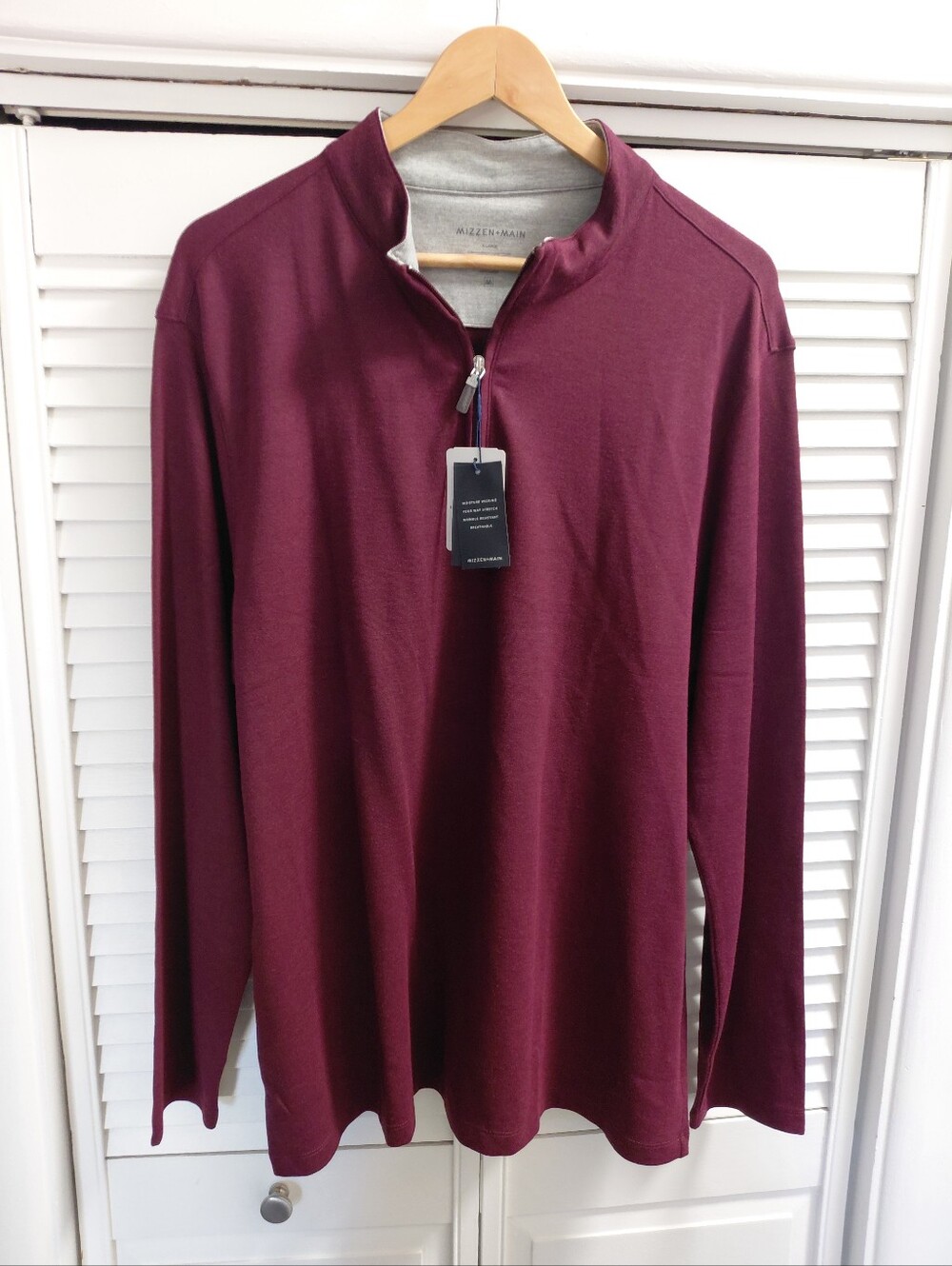 Mizzen+Main Men's Proflex Burgundy Quarter-Zip Performance Shirt